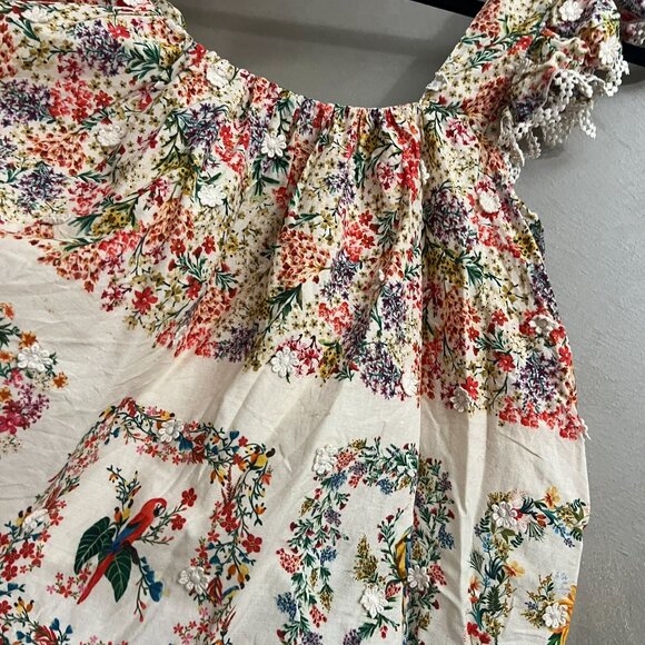 Farm Rio Delicate Forest Scarves Square Neck Embroidered Blouse - Picture 7 of 9